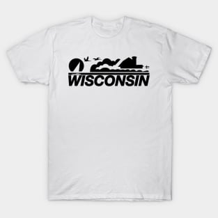 Wisconsin License Plate All Black T-Shirt